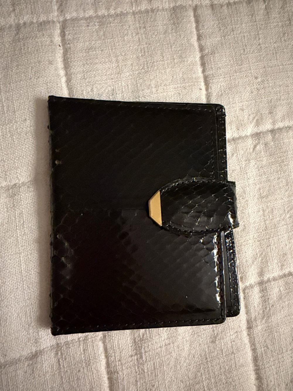 Bosca Black Textured Leather Wallet with Gold Accent